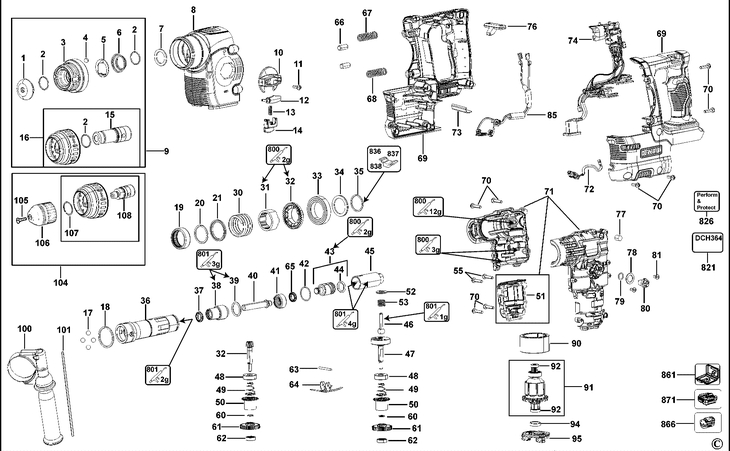 DCH364  ROTARY HAMMER  Type 1