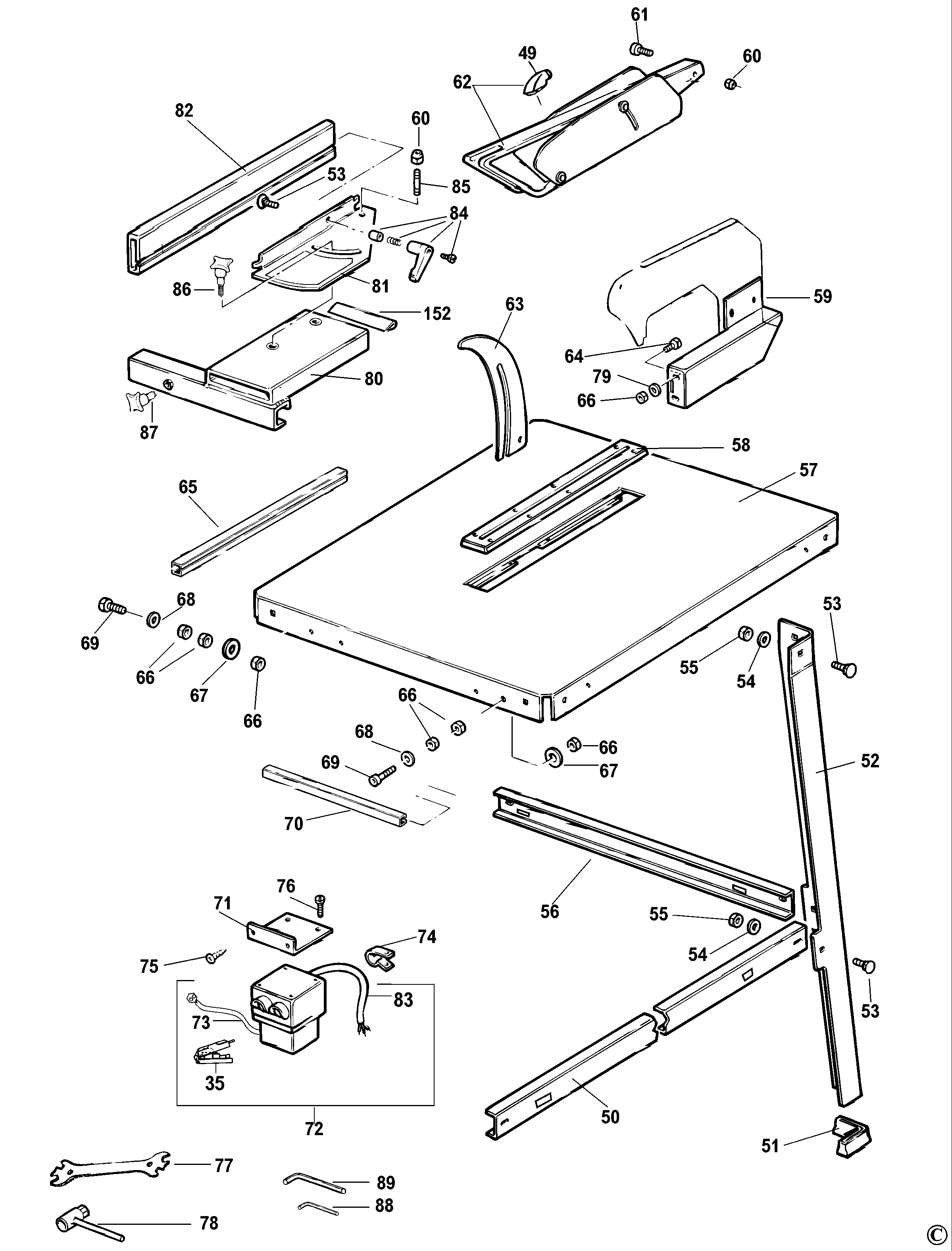 FERASTRAU DE MASA DEWALT DW740 Type 2