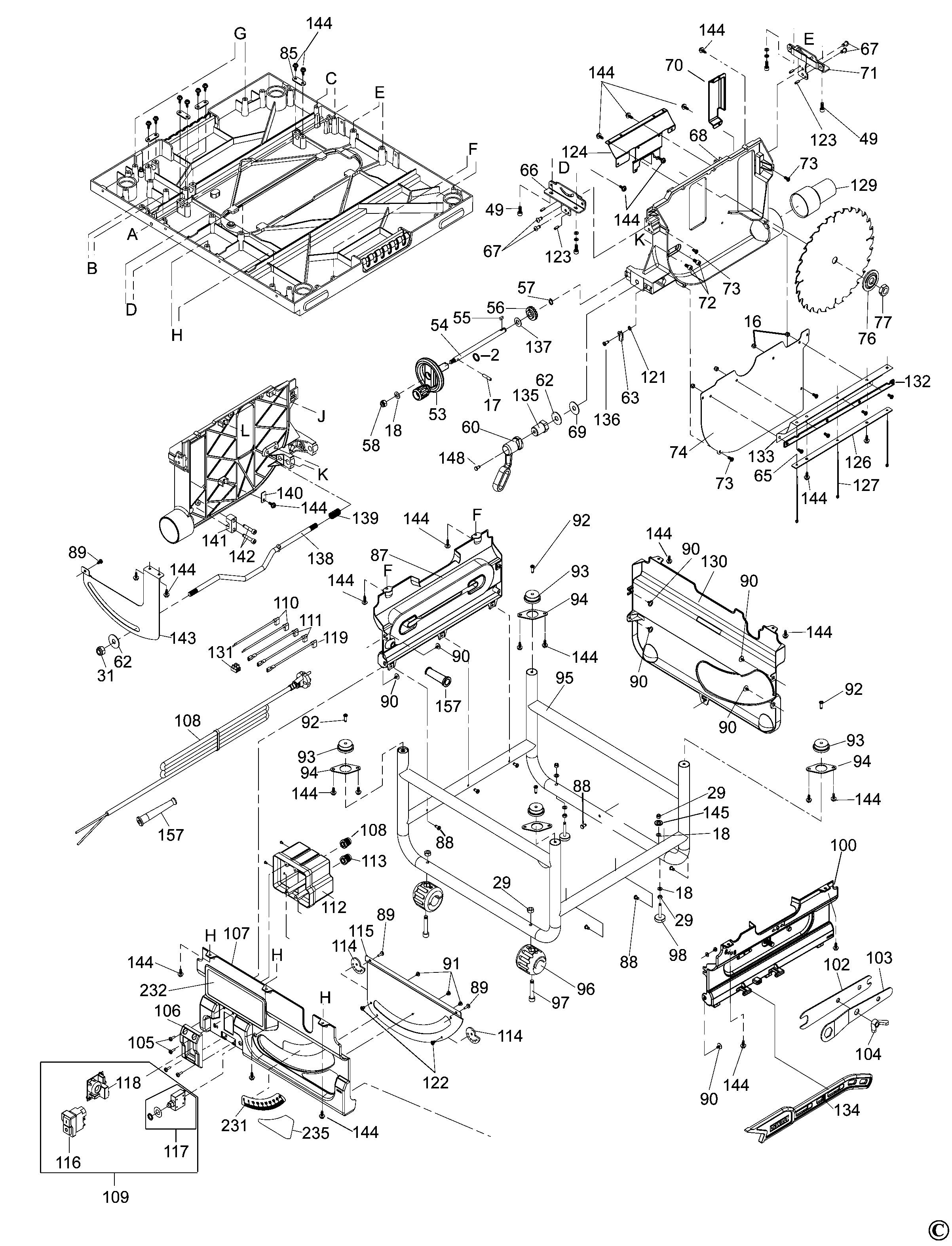 FERASTRAU DE MASA DEWALT DW745 Type 3