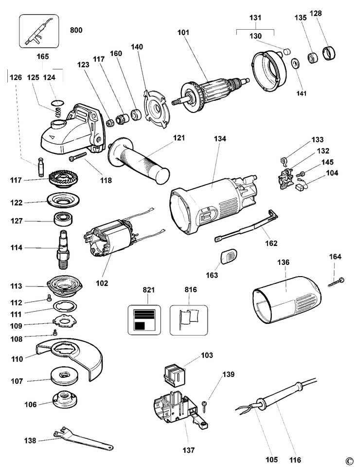 DW817   SMALL ANGLE GRINDER  Type 4