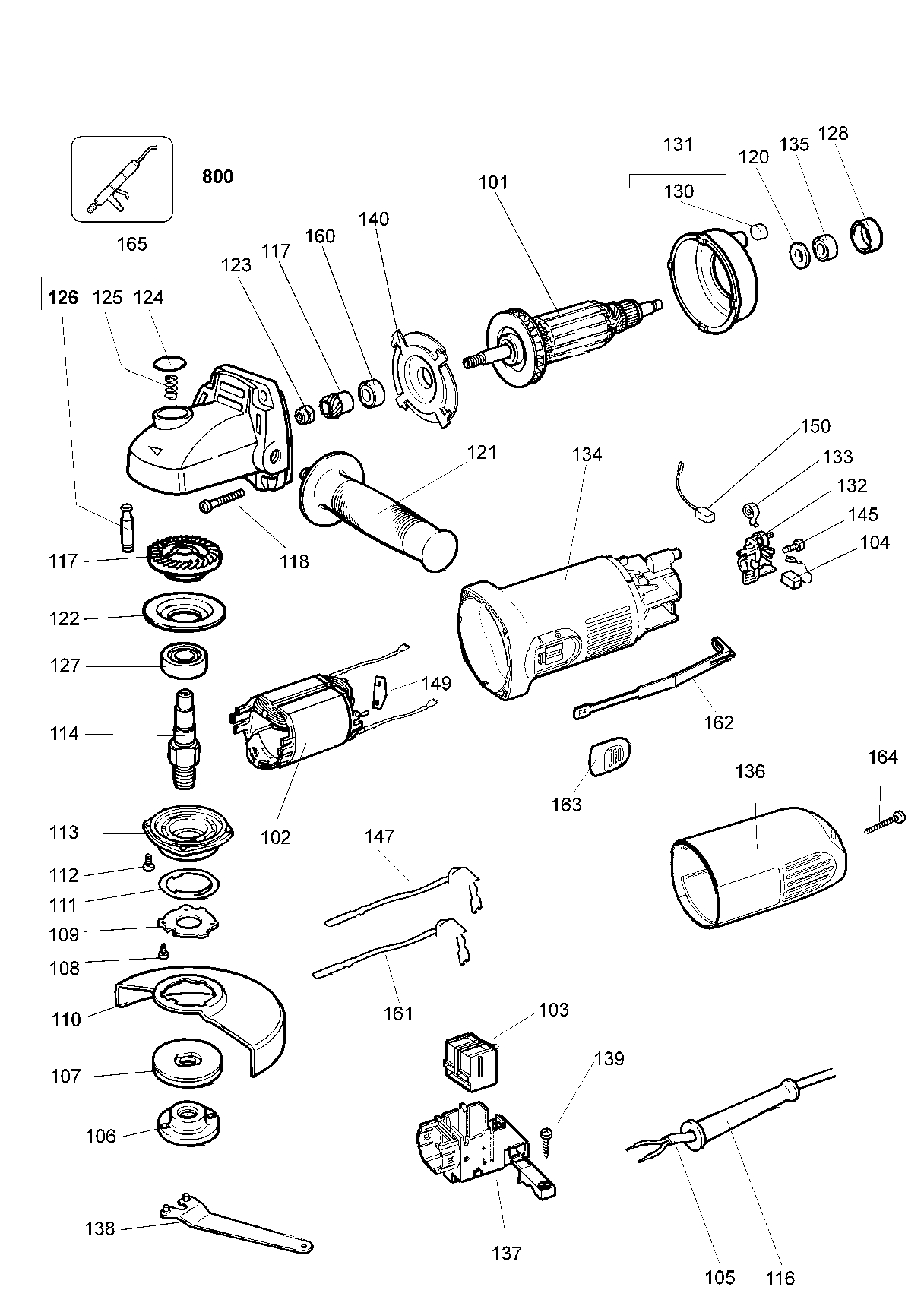 DW821   SMALL ANGLE GRINDER  Type 1