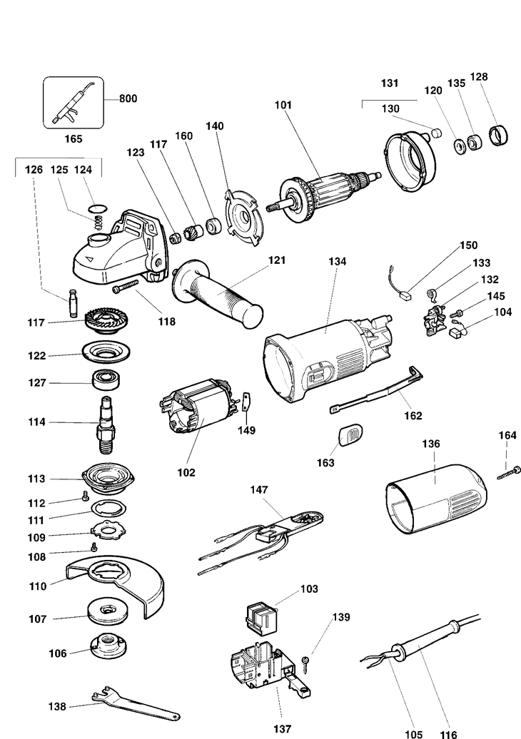 DW822   SMALL ANGLE GRINDER  Type 1