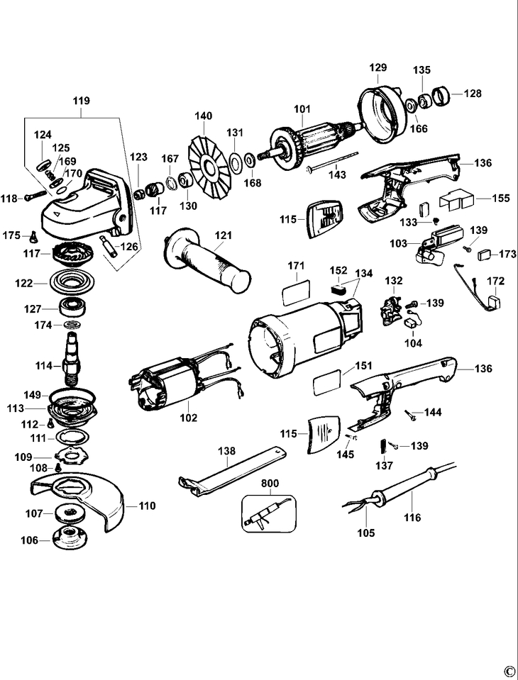 DW831   SMALL ANGLE GRINDER  Type 4