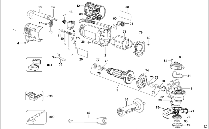 DWEN201  SMALL ANGLE GRINDER  Type 1
