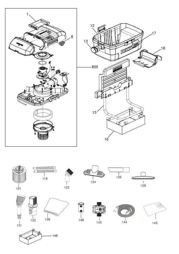 ASPIRAT UMED USCAT DEWALT DXV23GA Type 1