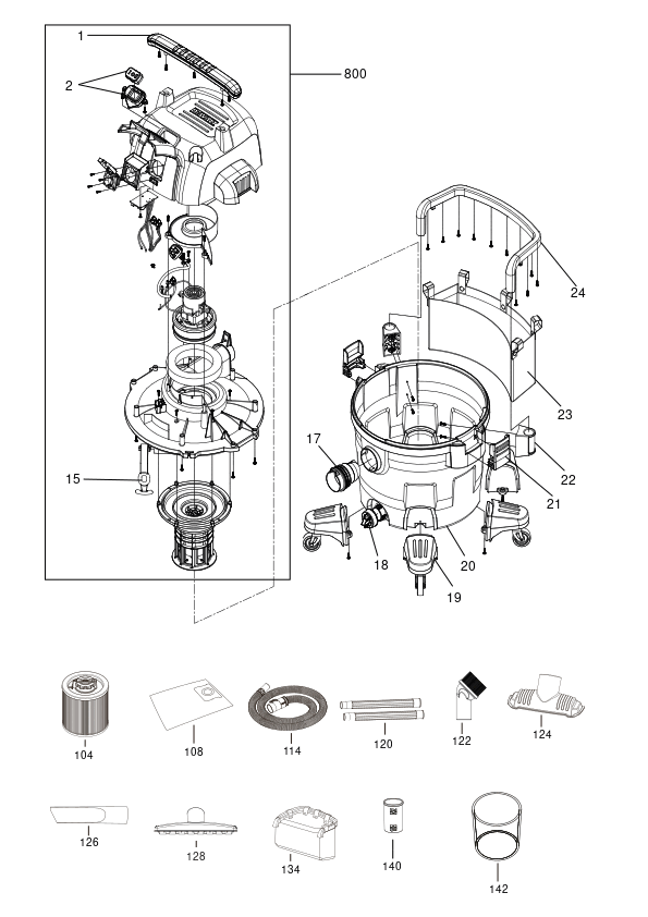 ASPIRAT UMED USCAT DEWALT DXV34PTAA Type 1
