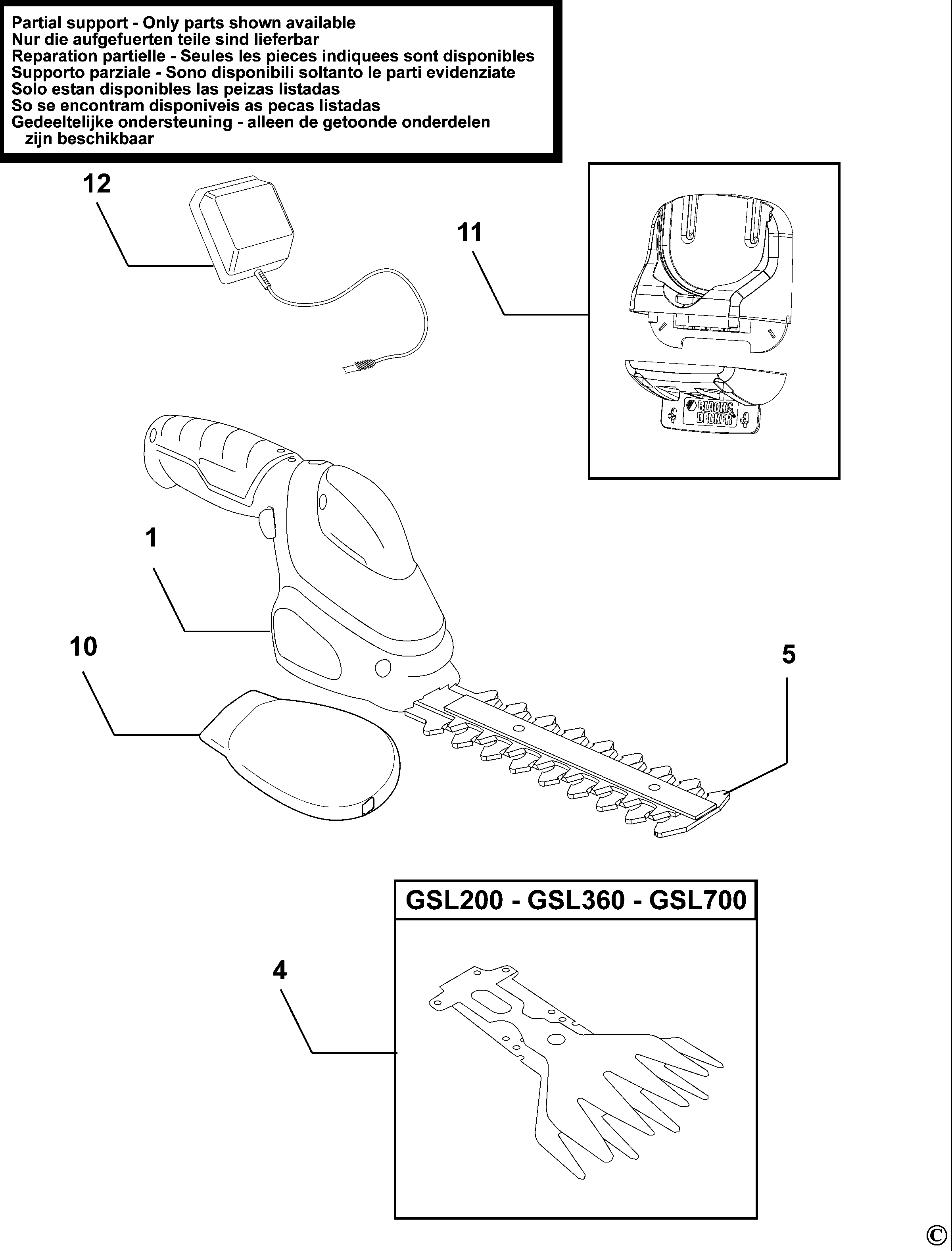 TRIMER PENTRU ARBUSTI BLACK+DECKER GSL360 Type 1