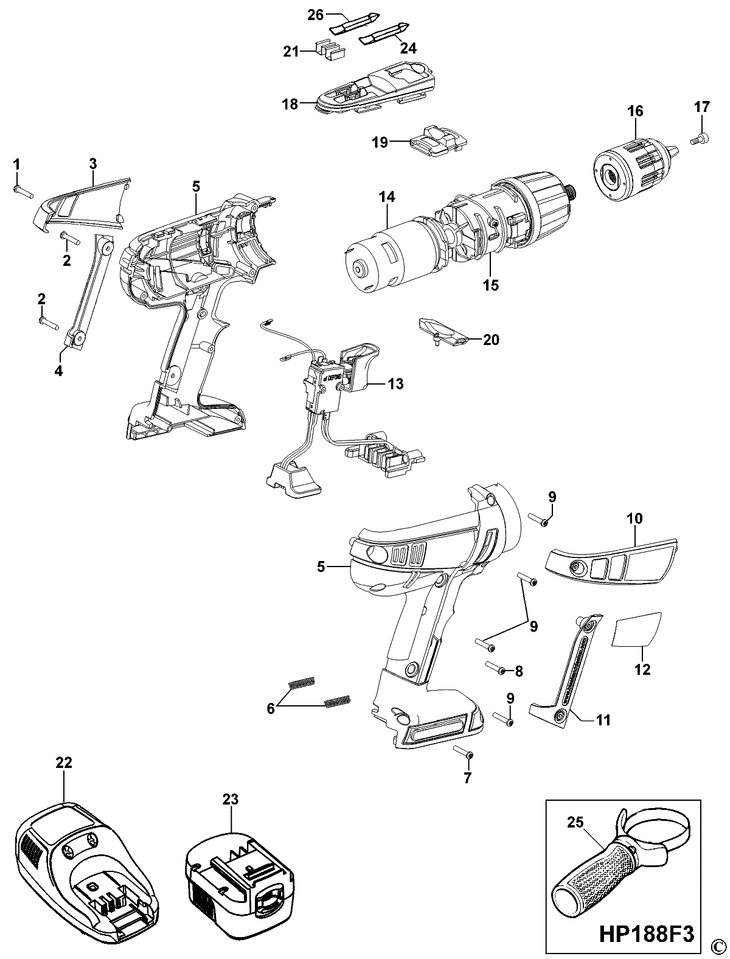 HP188F3   CORDLESS DRILL  Type 1