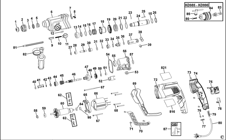 KD985  ROTARY HAMMER  Type 1