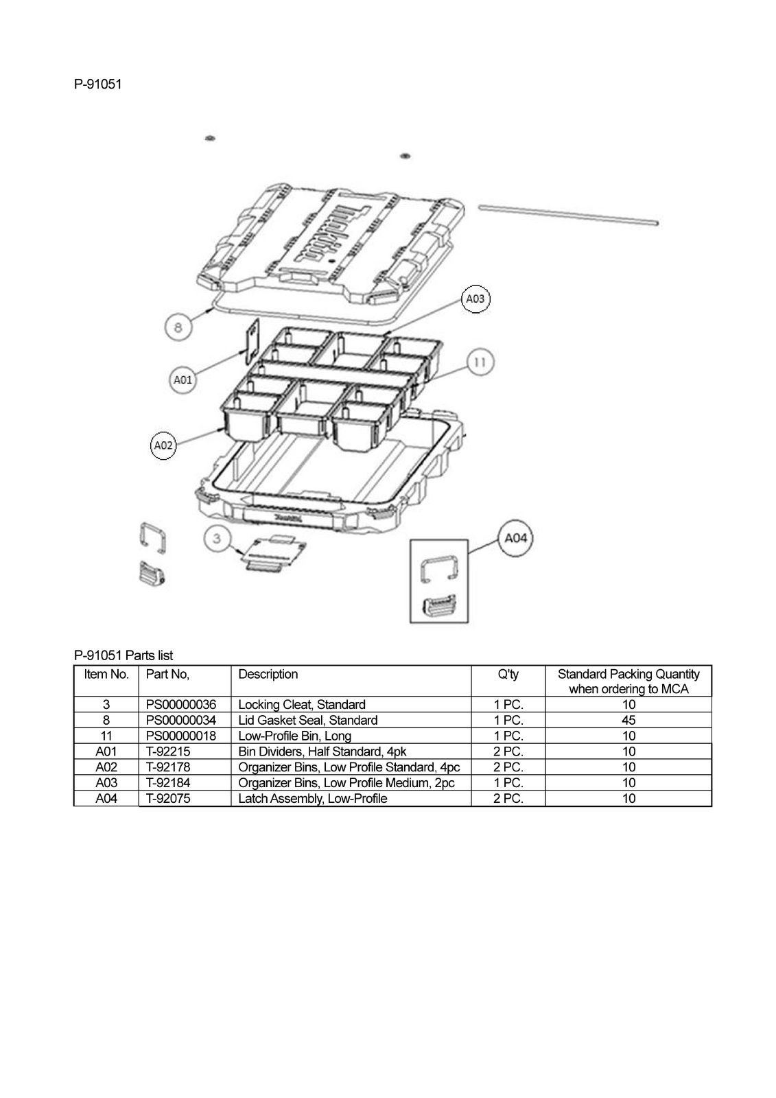 MAKTRAK LOW-PRO MED ORGANIZER MAKITA P-91051